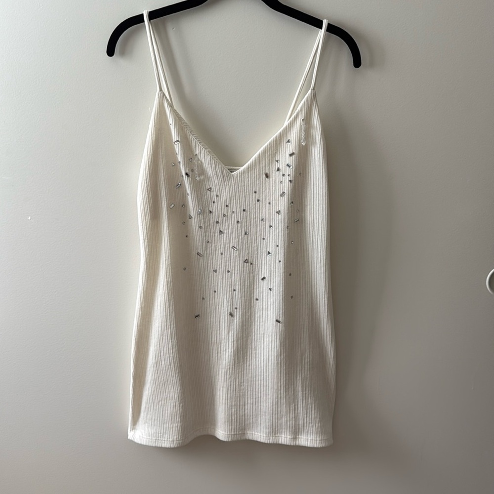 Zara mini off white ribbed studded dress